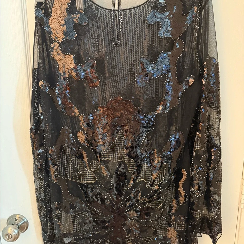 12th Tribe Amber Nights Black Beaded Mini Dress - Picture 3 of 4